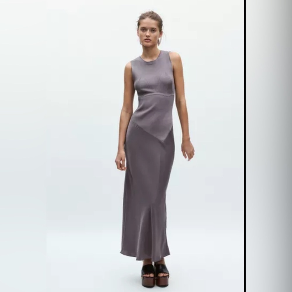 🔥🔥Zara satin trim combination Maxi Dress